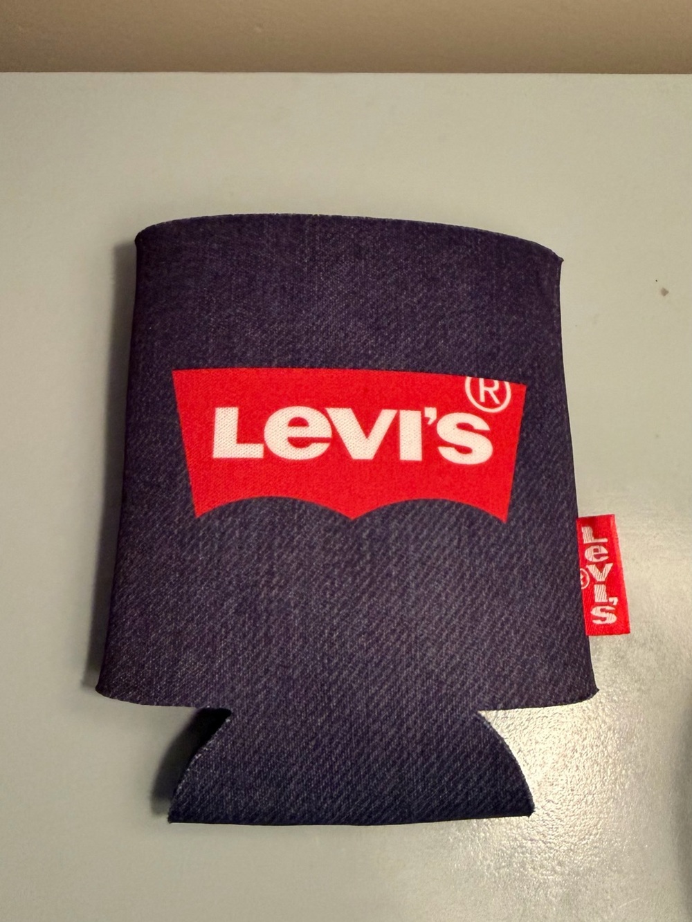 Levi's Navy Denim-Style Can Cooler with Red Logo Target Collab